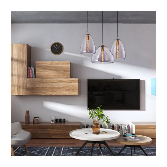 8.5"/10" Wide Cone Living Room Pendant Lamp Amber/Smoky Glass 1 Light Post-Modern Hanging Ceiling Light