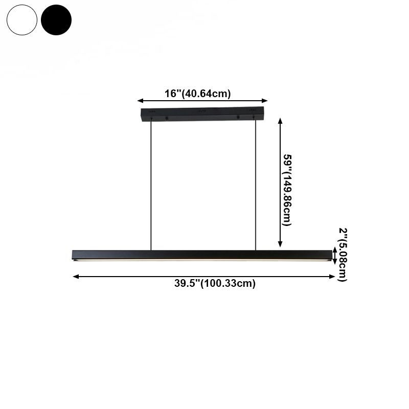 Luces de lámparas de araña de isla LED moderna Oficina de iluminación de islas lineales de minimalismo