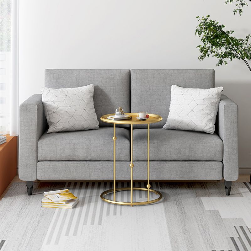 Mid-Century Black / Gold Metal Round Tray Top End Table C Side Table