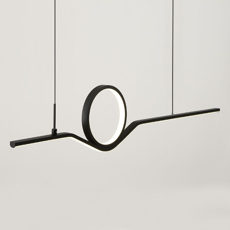 Estilo moderno Luces de isla de forma lineal Metal 2 Iluminación de la isla de la luz en negro