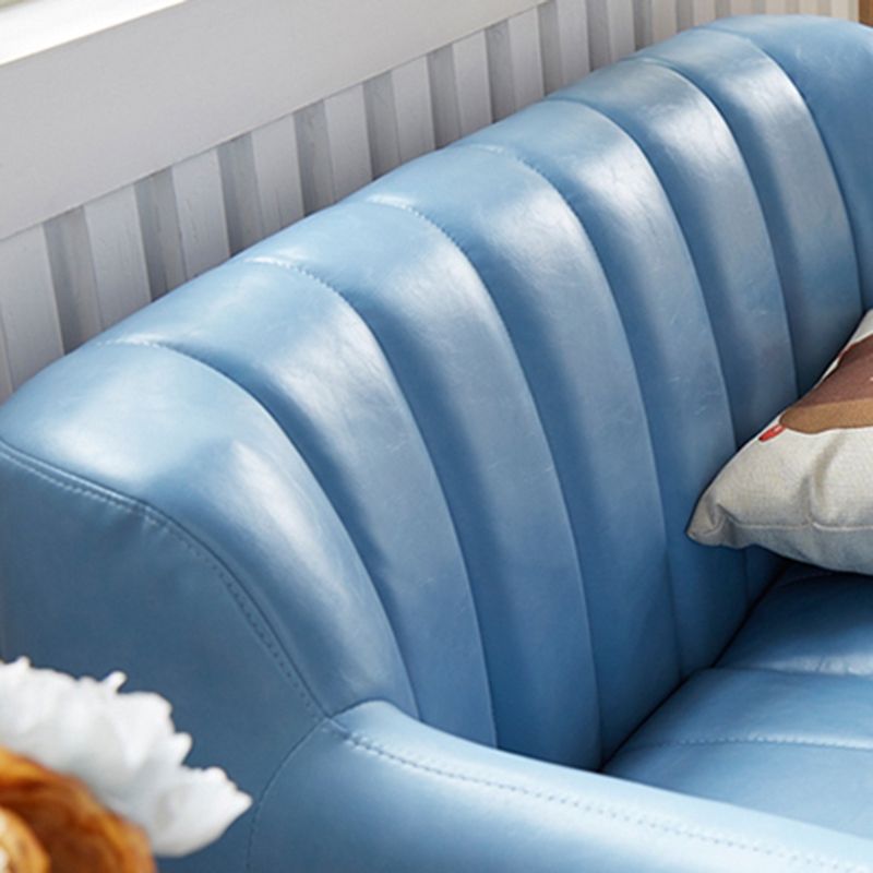 Modern Stain-Resistant Leather Sofa Square Arm Settee with Tight Back