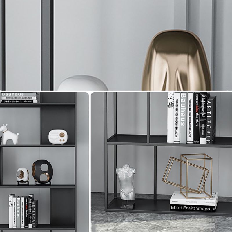 Contemporary Vertical Metal Bookshelf Open Back Bookcase with Shelves