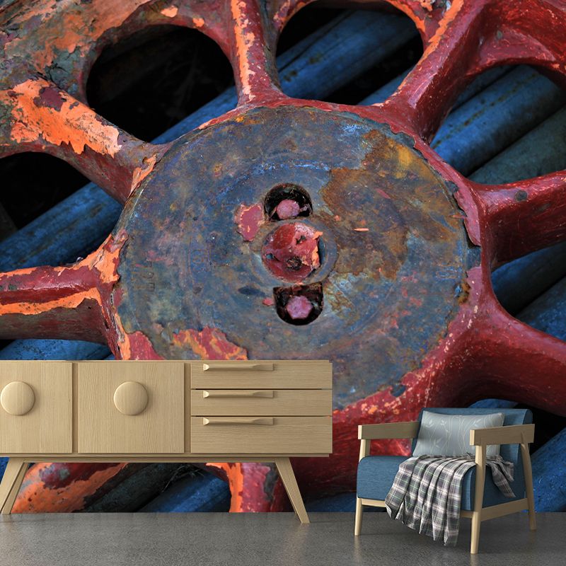 Shabby Rusty Metal Removable Wall Mural for Sitting Room, Moisture Resistant