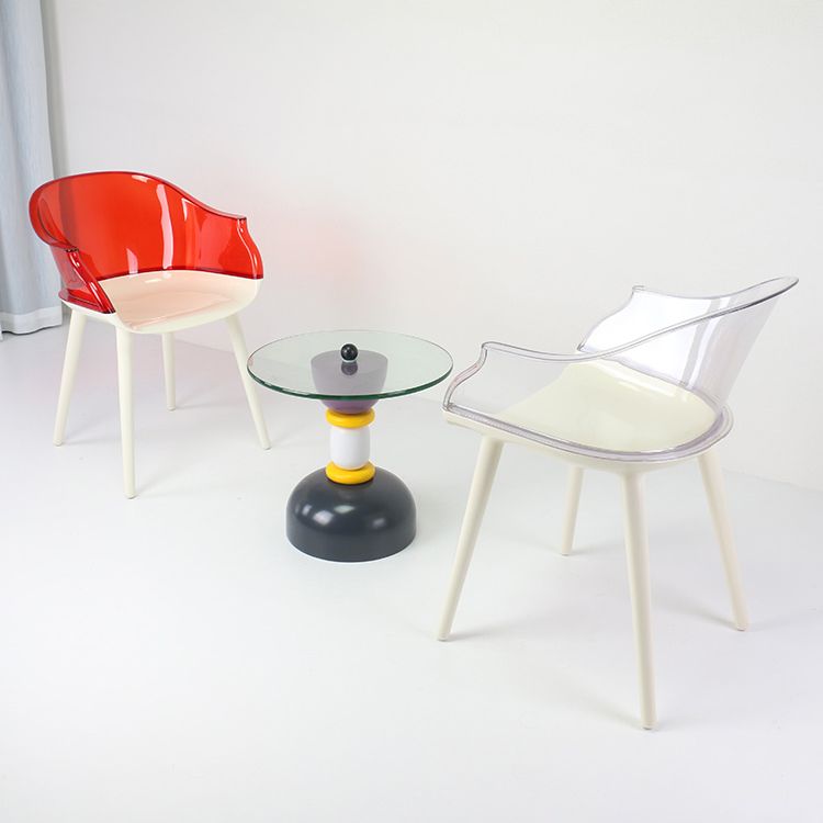 Glam Style Transparent Acrylic Arm Chair Multicolor Dining Arm Chair for Home