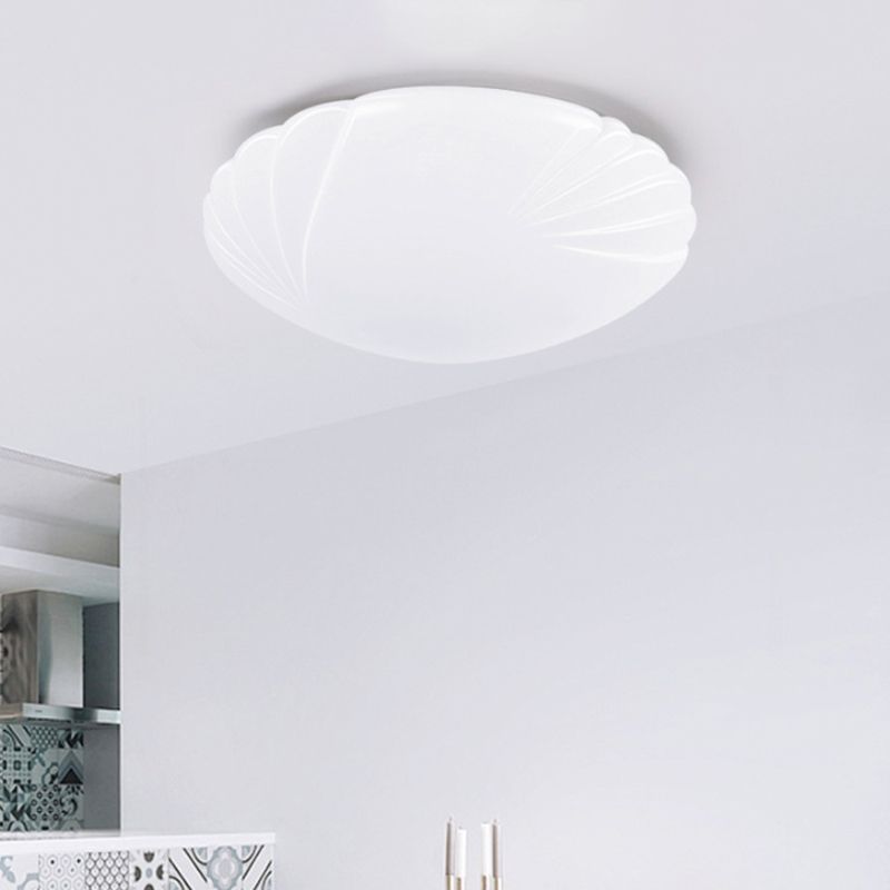 Shell Shaped Kitchen Dinette Flush Mount Acrylic Simple Style LED Ceiling Lamp in White/3 Color Light, 10"/14"/16" Dia