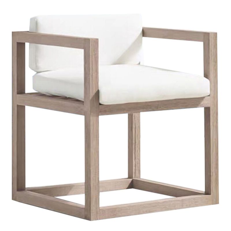 Contemporary White Patio Dining Chair with UV Protective Finish Cushion
