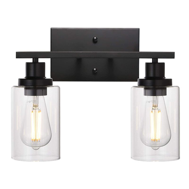 Industrial Style Wall Mounted Lamp 2 Heads Vanity Lamp in Pure Glass Shade for Bathroom