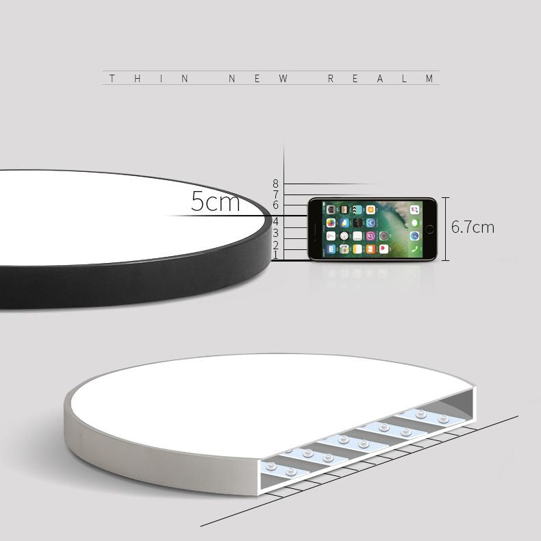Round Simplicity LED Lighting Fixture 2" Ultra-thin LED Ceiling Lamp for Bedroom
