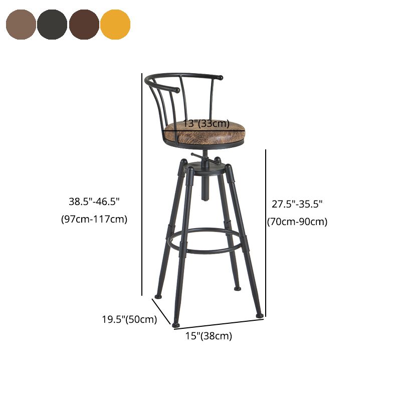 Industrial Upholstered Swivel Adjustable Height Stool 35.43'' Home Bar Stool