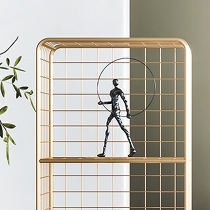 11.81" W Glam Antique Finish Shelf Bookcase Metal Book Shelf with Rectangular Shelves