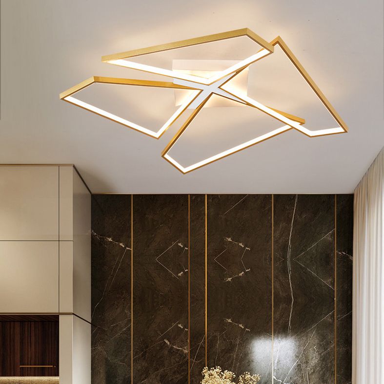 Contemporary Rectangular Semi Flush Mount Lighting for Living Room Bedroom