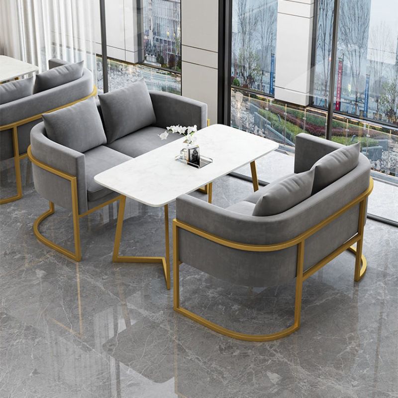 Velvet Gold Modern Sofa Tuxedo Arm Loveseat Contemporary Style
