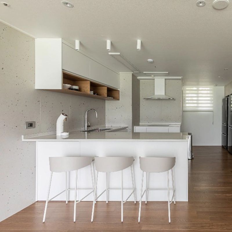 Contemporary Bucket Low Back Armless Bar Stools with White Metal Base