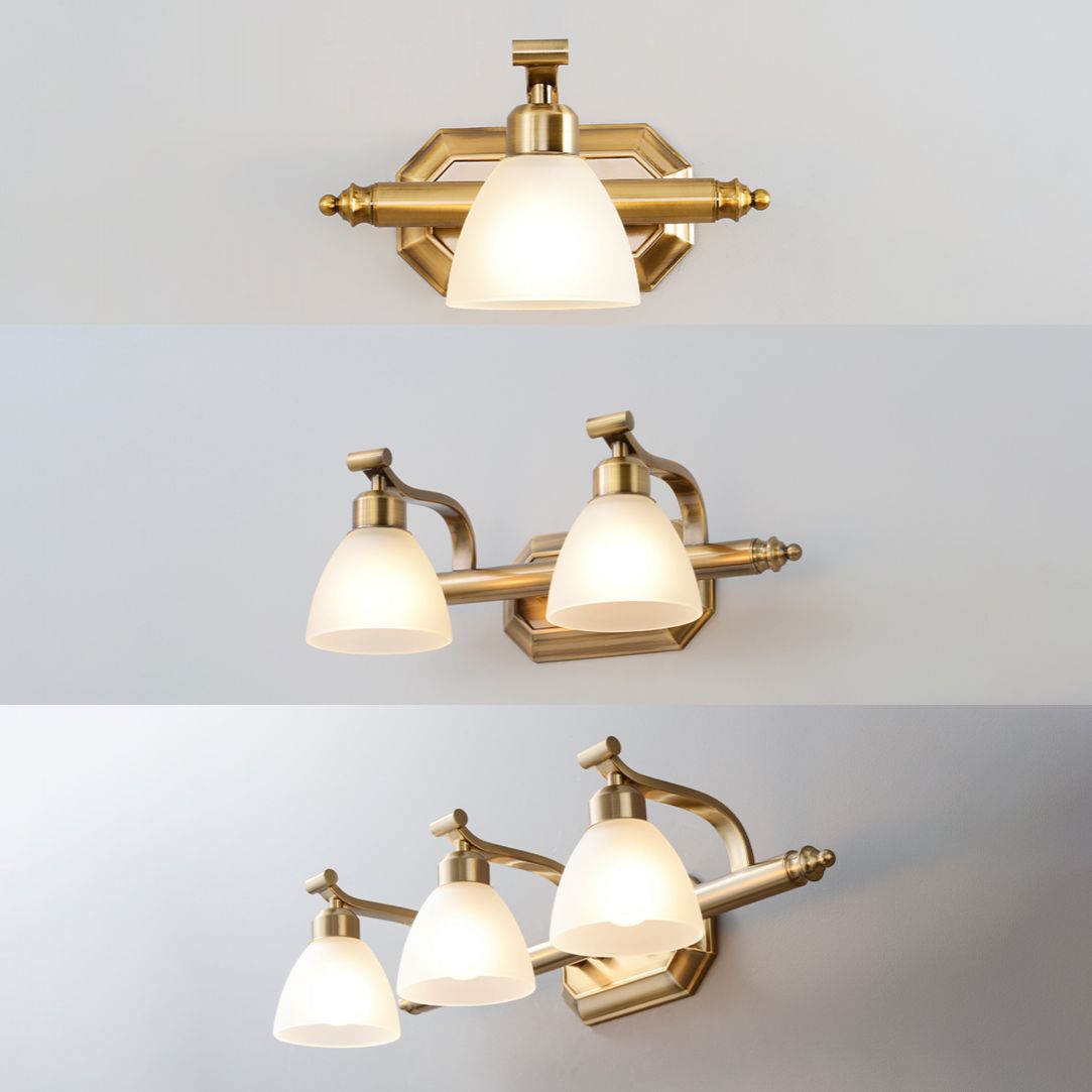 Lampada a parete moderna a parete lampada con foglie di pannelli conici in bronzo con tonalità di vetro