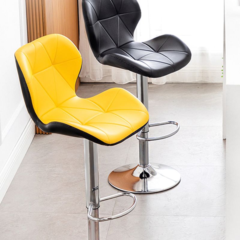 Scandinavian Metal Barstool Adjustable Low Back PU Leather stools in Matte Finish