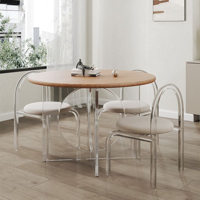 Round Dining Table Set 1/2/3/4 Pcs Acrylic Base Table and Chairs