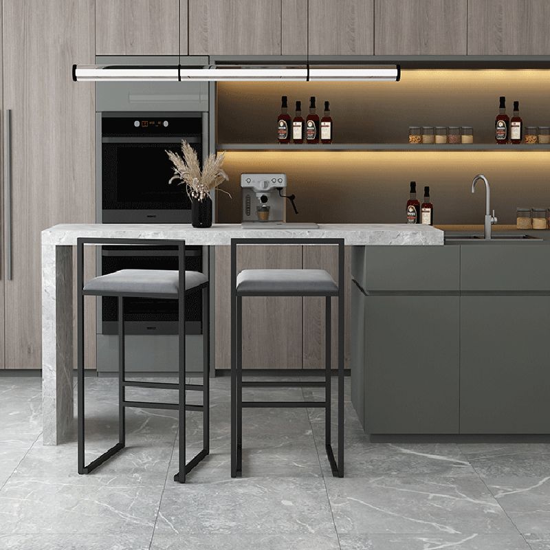 Contemporary Jewelry Shop Footrest Counter Stool Matte Finish Velvet Barstool