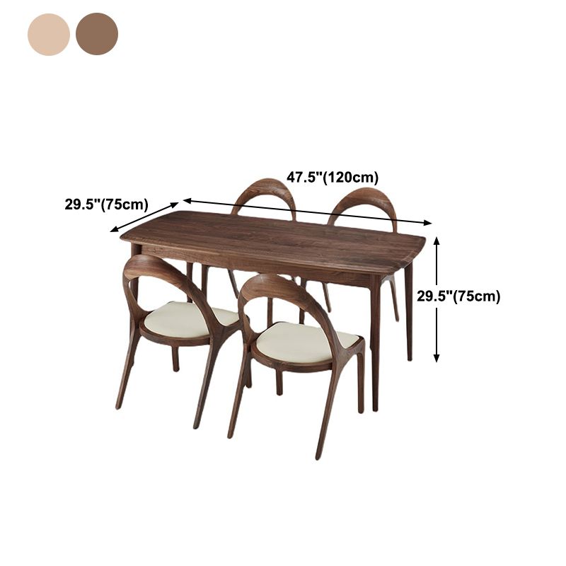 Rectangular Solid Wood Dining Table Modern Natural or Brown Furniture with 4 Legs for Home