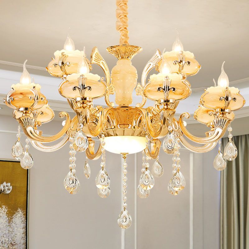 Blossom Jade lampadario giada lampada kit lampada a sospensione oro minimalista con drappeggio cristallino