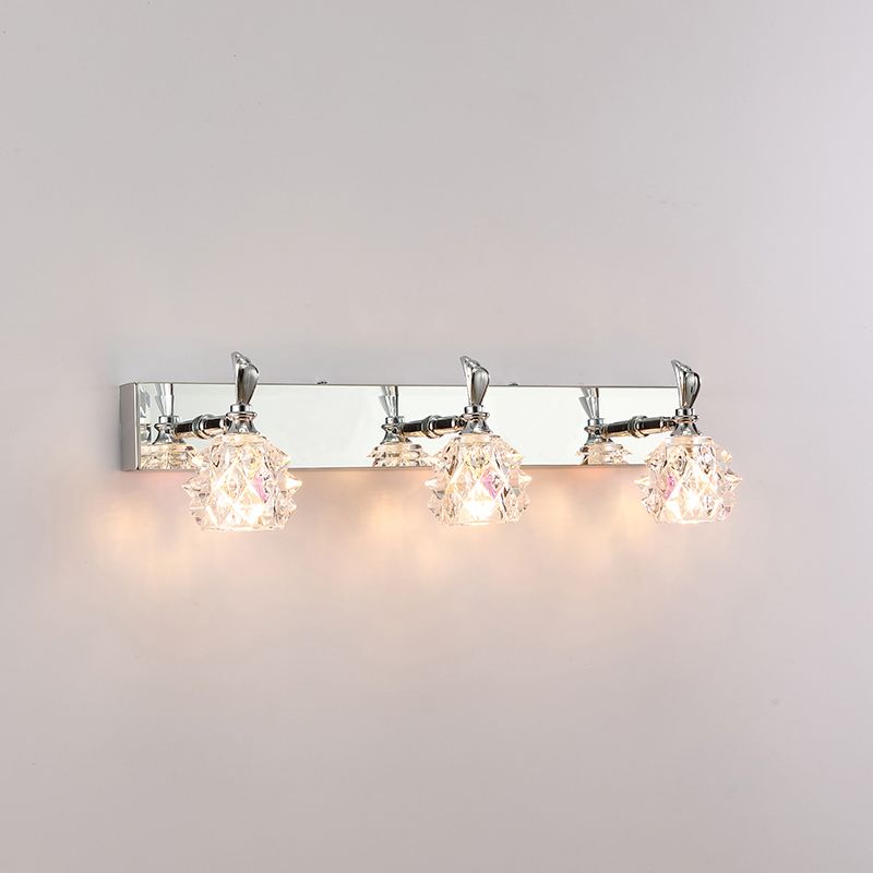 1 / 2 / 3 / 4 - Light Chrome Bath Lighting Glass Shade Adjustable Bath Sconce