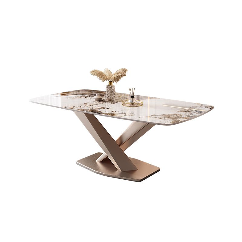 Rectangle Dining Table Set 1/5/7 Pcs Stone Dining Table with Upholstered Chairs