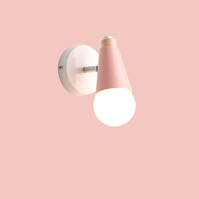 1-Light Geometric Shade Wall Sconce Modren Nordic Macarons Style Metal Wall Lighting