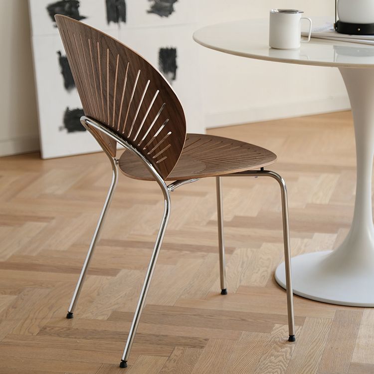 Modern Armless Dining Chairs Solid Wood Windsor Back Dining Side Chair
