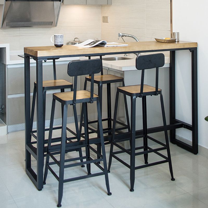 1/5 Pieces Industrial Rectangular Pub Table Set Wooden Counter Table with High Stools