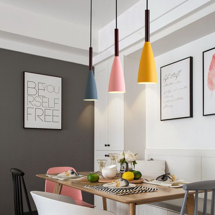 1 Light Metal Suspension Pendant Modern Triangle Dining Room Hanging Light Fixtures