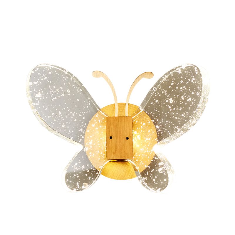 Modern Butterfly Bubble Crystal Sconce LED Wall Mounted Light Fixture in Gold for Bedroom