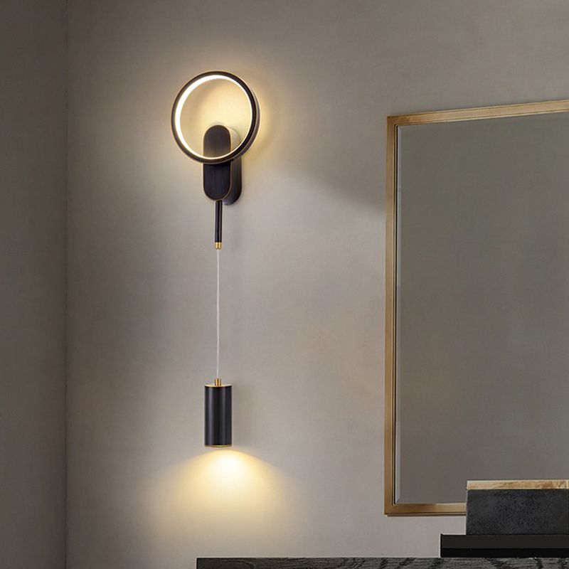 Modern Style Circle Shape Wall Light Metal 2 Light Sconces for Bedroom
