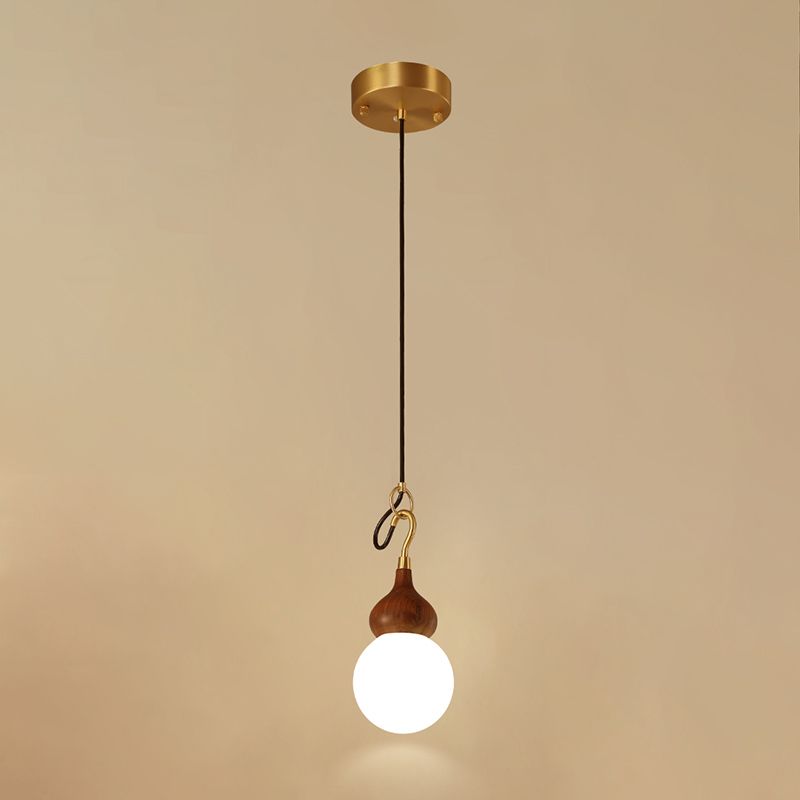 Lumière pendule de gourde moderne 1-Light Wood suspendu plafond plafond pour salle à manger