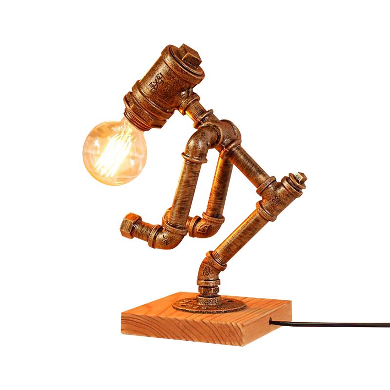 1 Light Table Lighting with Robot Athlete Design Metal Steampunk Style Bedroom Table Lamp in Bronze