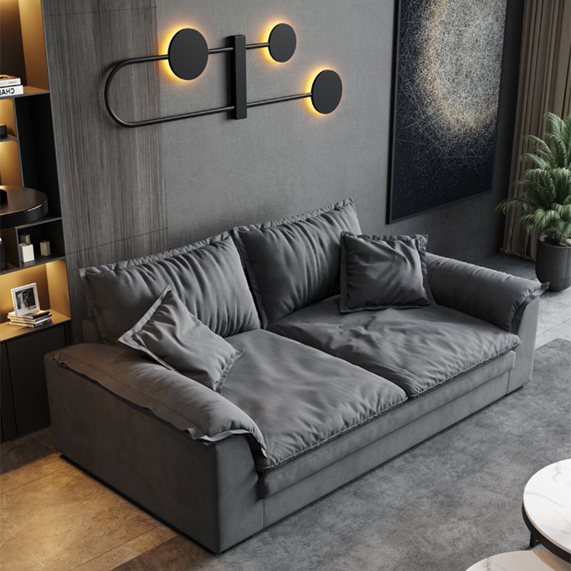 Black Faux Leather Pillow Top Arm Sofa/Sectionals with Stain-Resistant