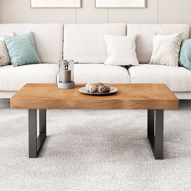 Contemporary Sled Coffee Table Rectangle Solid Wood Coffee Cocktail Table