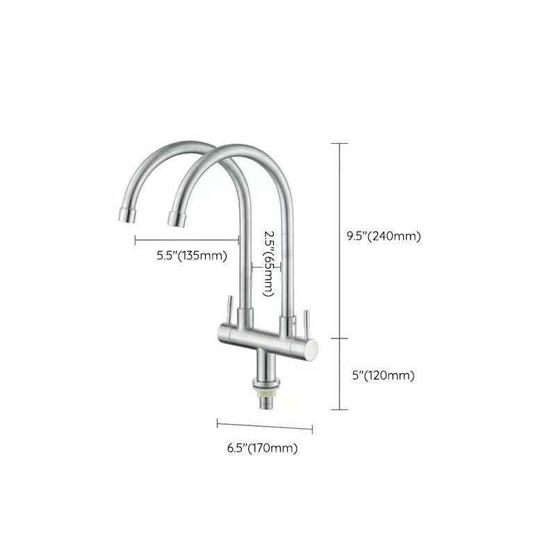 Double Handle Kitchen Faucet 2-Function Faucet with Deck Plate