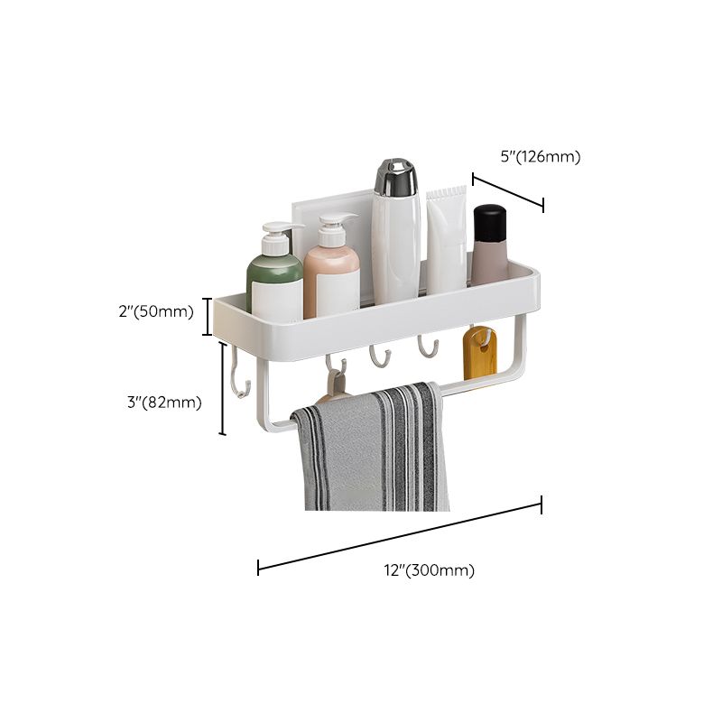 Contemporary Bathroom Accessory Set Metal Bath Shelf in White