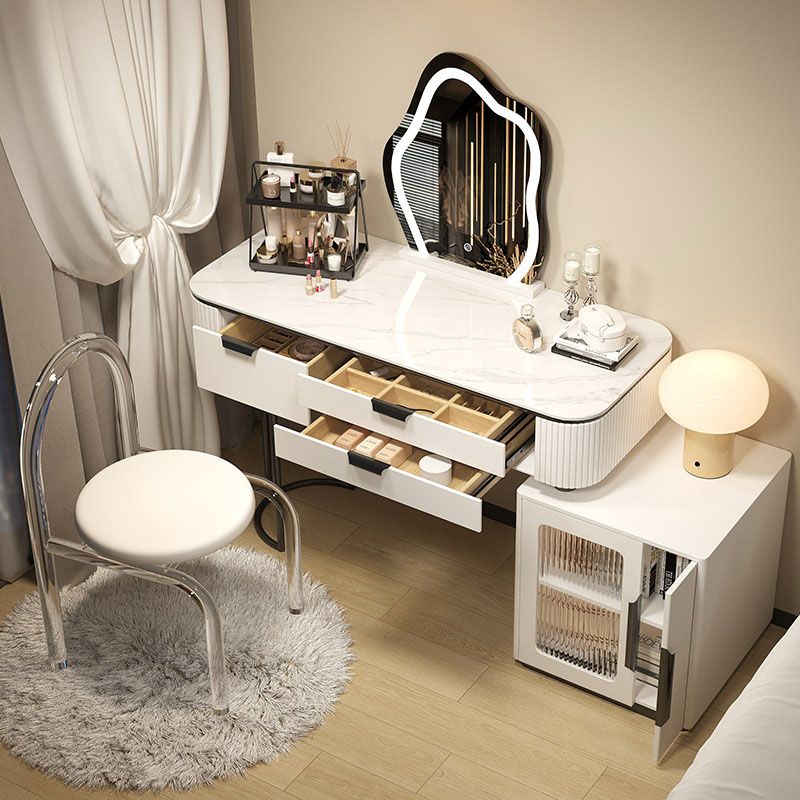 Contemporary Stone White Makeup Counter 31.5" H Bedroom Make-up Vanity