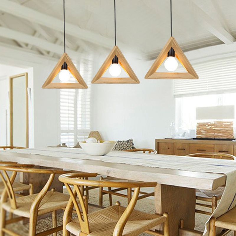 Asiatischer Stil zeitgenössischer Anhänger leichter hölzerne Stativ Kronleuchter Eisenlampenkörper für Schlafzimmer