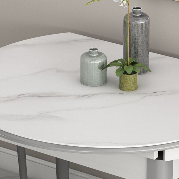 Slate and Wood Table Contemporary Retractable Round Dining Table