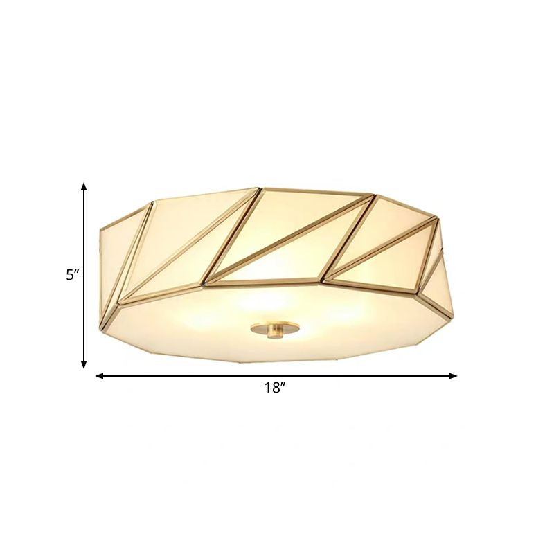 Lampe encastrée en verre opale tambour classique 3/4/6 lumières luminaire de plafond de chambre à coucher en laiton
