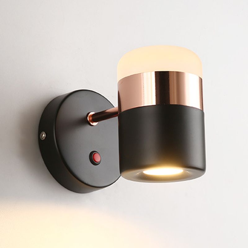 Modern Cylinder Shade Wall Sconce Metal 1 Light Sconces for Bedroom