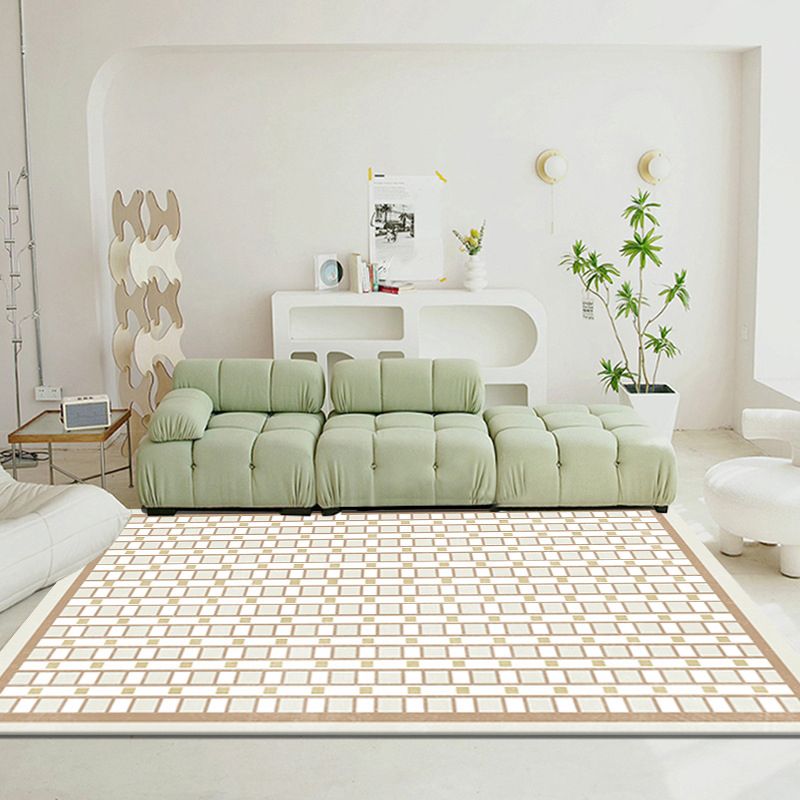 Contemporary Polyester Carpet Color Block Rug Stain Resistant Area Rug for Living Room
