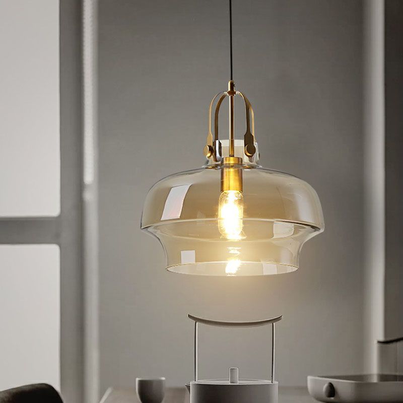 Pot Shaped Dining Room Hanging Lamp Glass Single Postmodern Ceiling Pendant Light