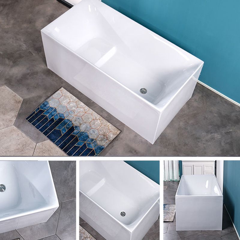 Acrylic Soaking Bathtub White Rectangular Back to Wall Bath Tub