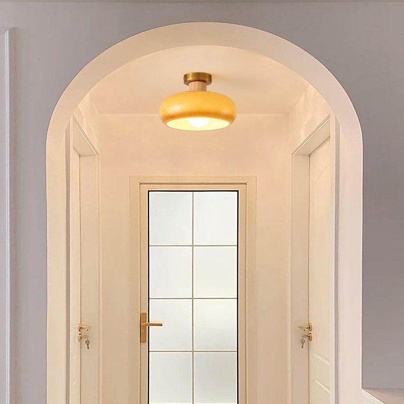 Contemporary Flush Mount Light Wooden Glass Flush Mount Ceiling Light Fixture