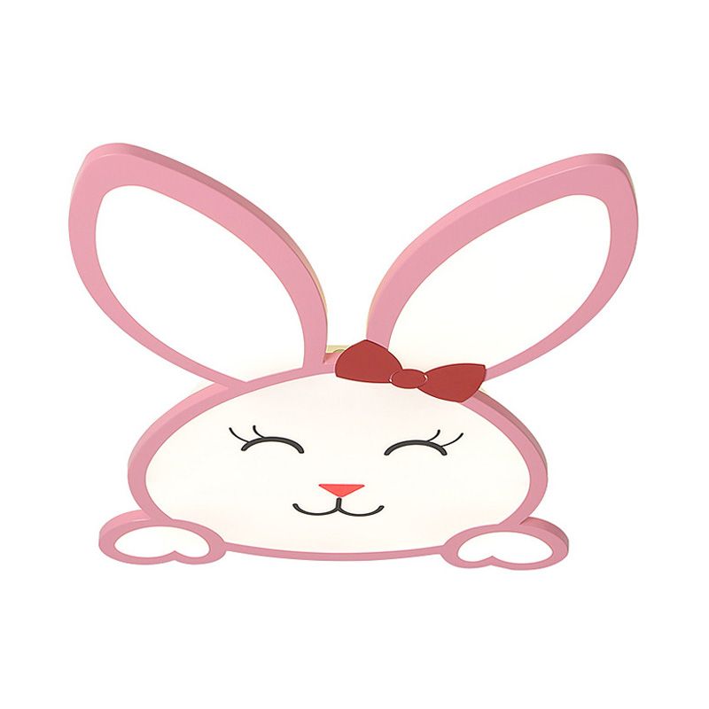 Smiling Baby Rabbit Flush Ceiling Light Animal Acrylique Metal LED Ceiling Light for Child Room