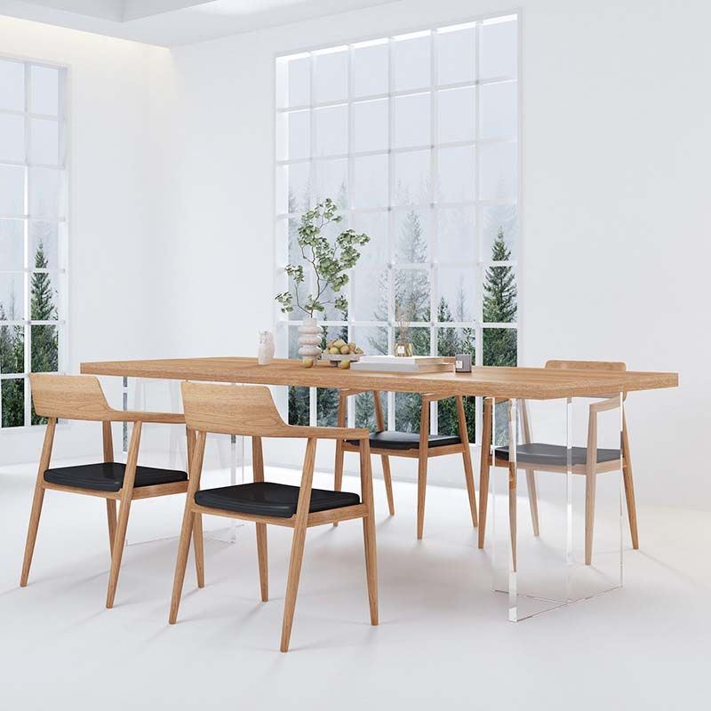 Modern Double Pedestal Dining Table Ash Wood Table for Dining Room