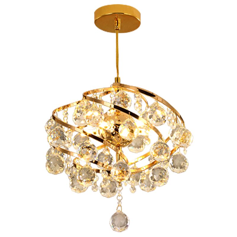 Funzione illuminazione a sospensione a spirale Funzione cristallo moderna luce del soffitto in oro in oro