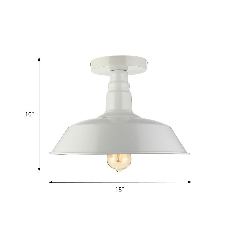 10"/14"/18" Dia Barn Dining Room Ceiling Light Fixture Vintage Style Iron 1 Light Black/White Semi Flush Ceiling Light